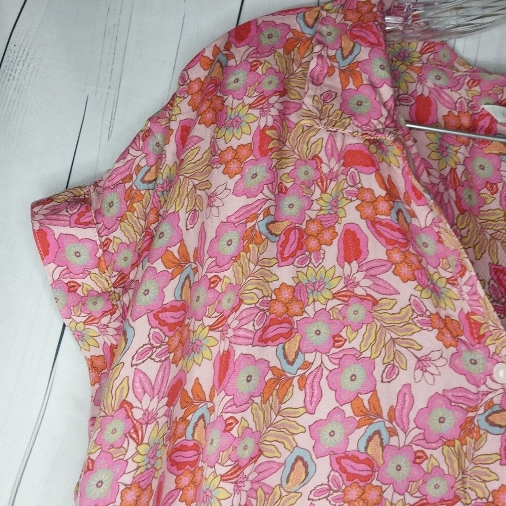 Lucky Brand Women's Pink Button Down Loose Fit Casual Boho Cottagecore Top - Picture 4 of 13
